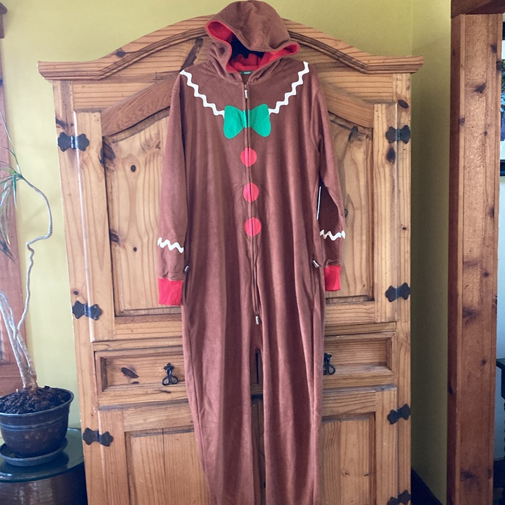 Adults Tipsy Elves brown gingerbread man hooded costume size L - NWT